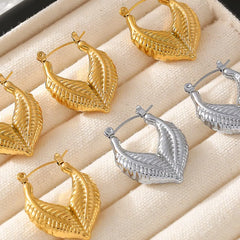Titanium Steel Leaf Shape Earrings OutfitFlow