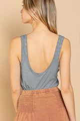 POL Ribbed Tank Top with Metallic Stud Detail OutfitFlow