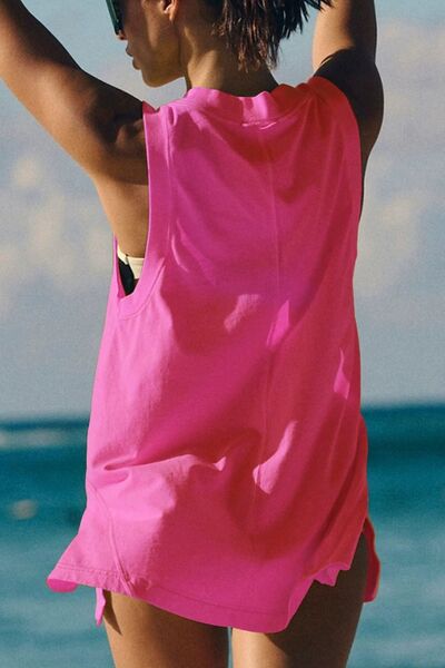 Side Slit V-Neck Tank OutfitFlow