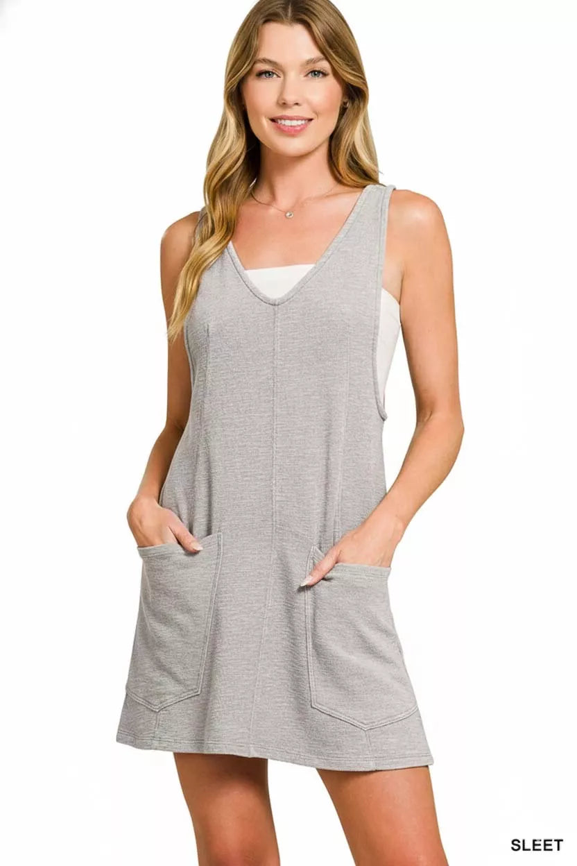 Zenana Washed Slub Adjustable Strap Overall Dress OutfitFlow