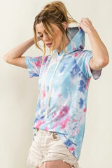 BiBi Tie Dye Terry Hoodie with Drawstring OutfitFlow