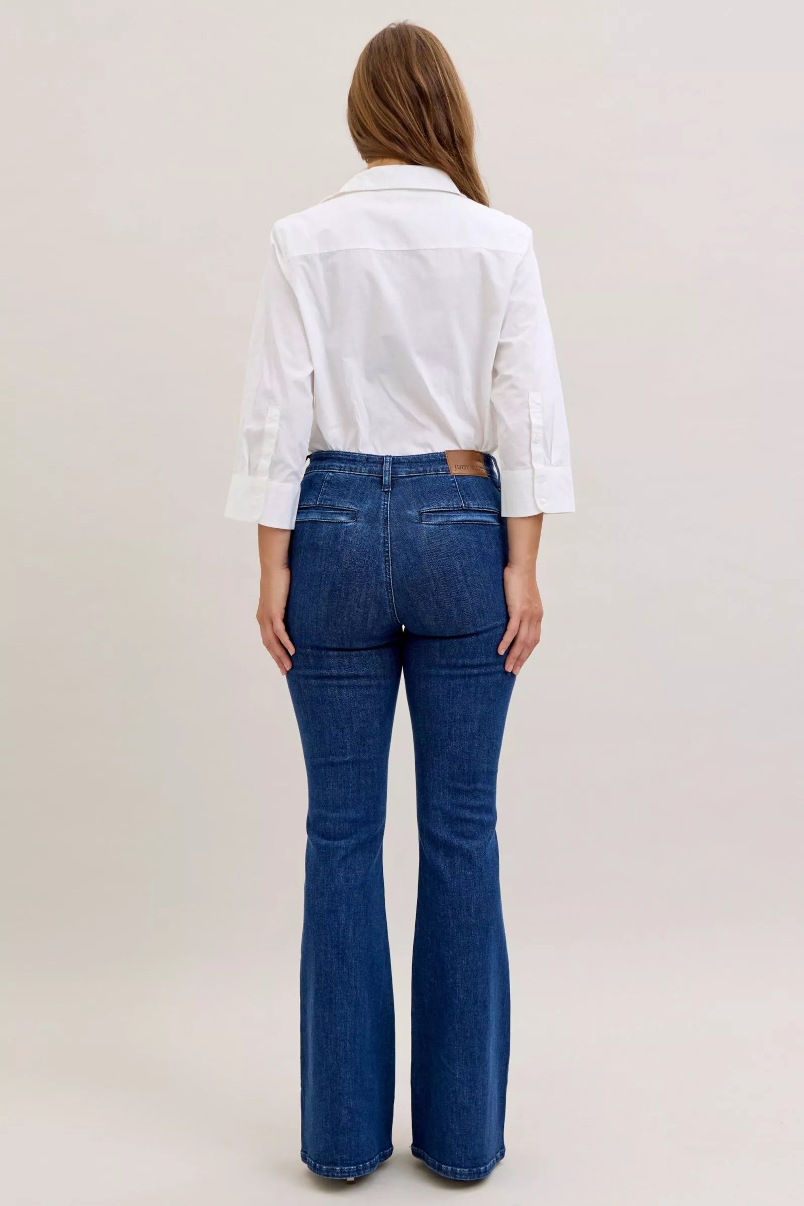 Judy Blue High Waist Flare Jeans with Front Patch Pockets Trendsi