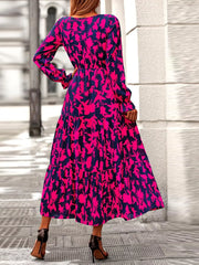 Printed V-Neck Flounce Sleeve Tiered Midi Dress OutfitFlow