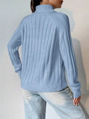 Ribbed Turtleneck Long Sleeve Sweater OutfitFlow