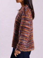 Chunky Knit V-Neck Button-Up Cardigan OutfitFlow