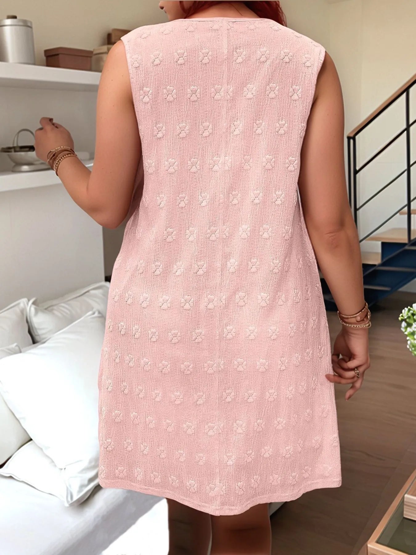 Full Size V-Neck Sleeveless Summer Dress Plus Size OutfitFlow
