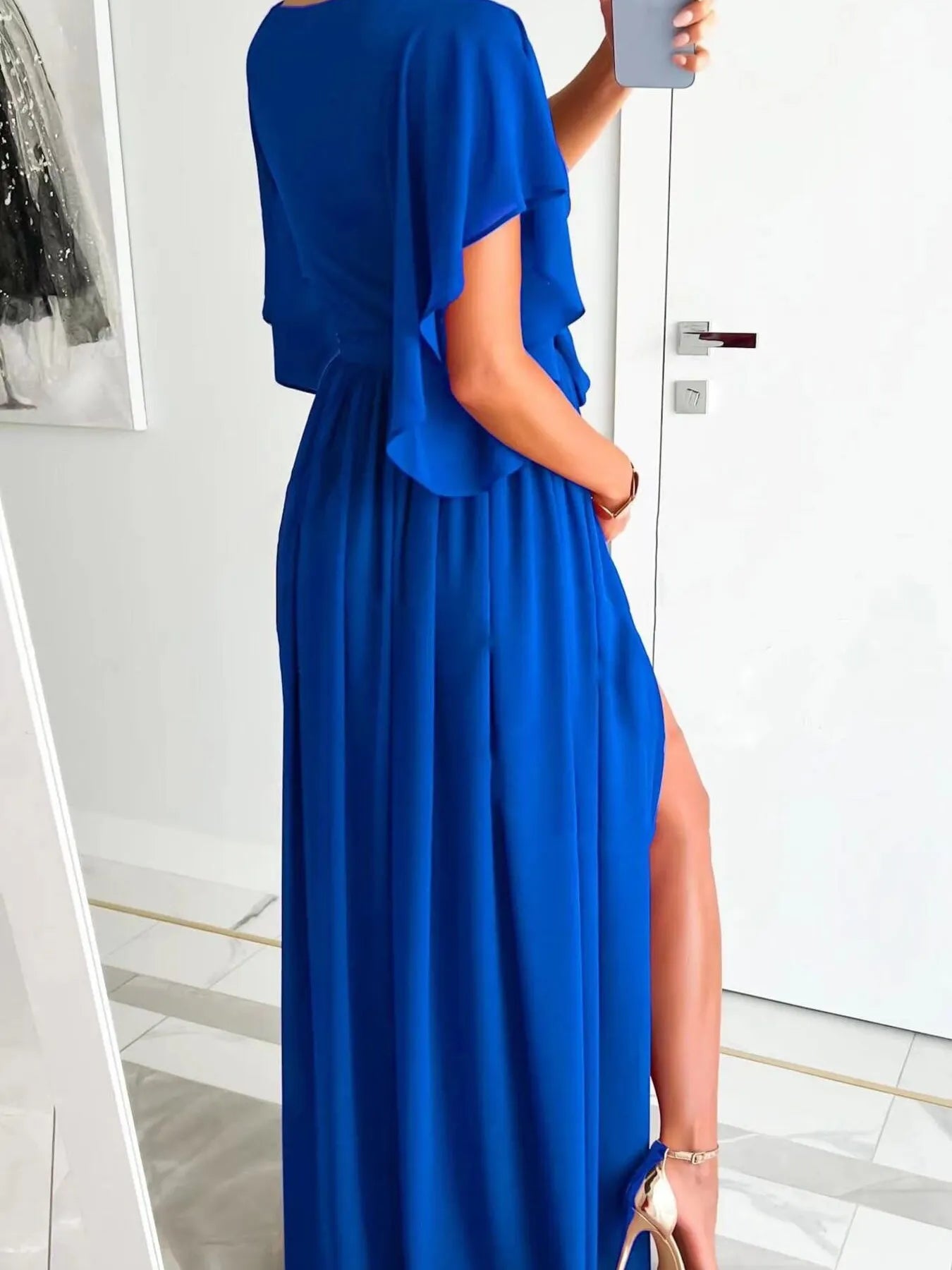 Flutter Sleeve Surplice Tie Waist Dress OutfitFlow