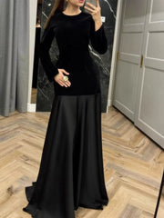 Round Neck Long Sleeve Maxi Dress OutfitFlow