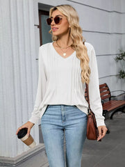 V-Neck Long Sleeve Relaxed Fit T-Shirt OutfitFlow
