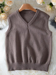 Ribbed Hem V-Neck Sweater Vest OutfitFlow