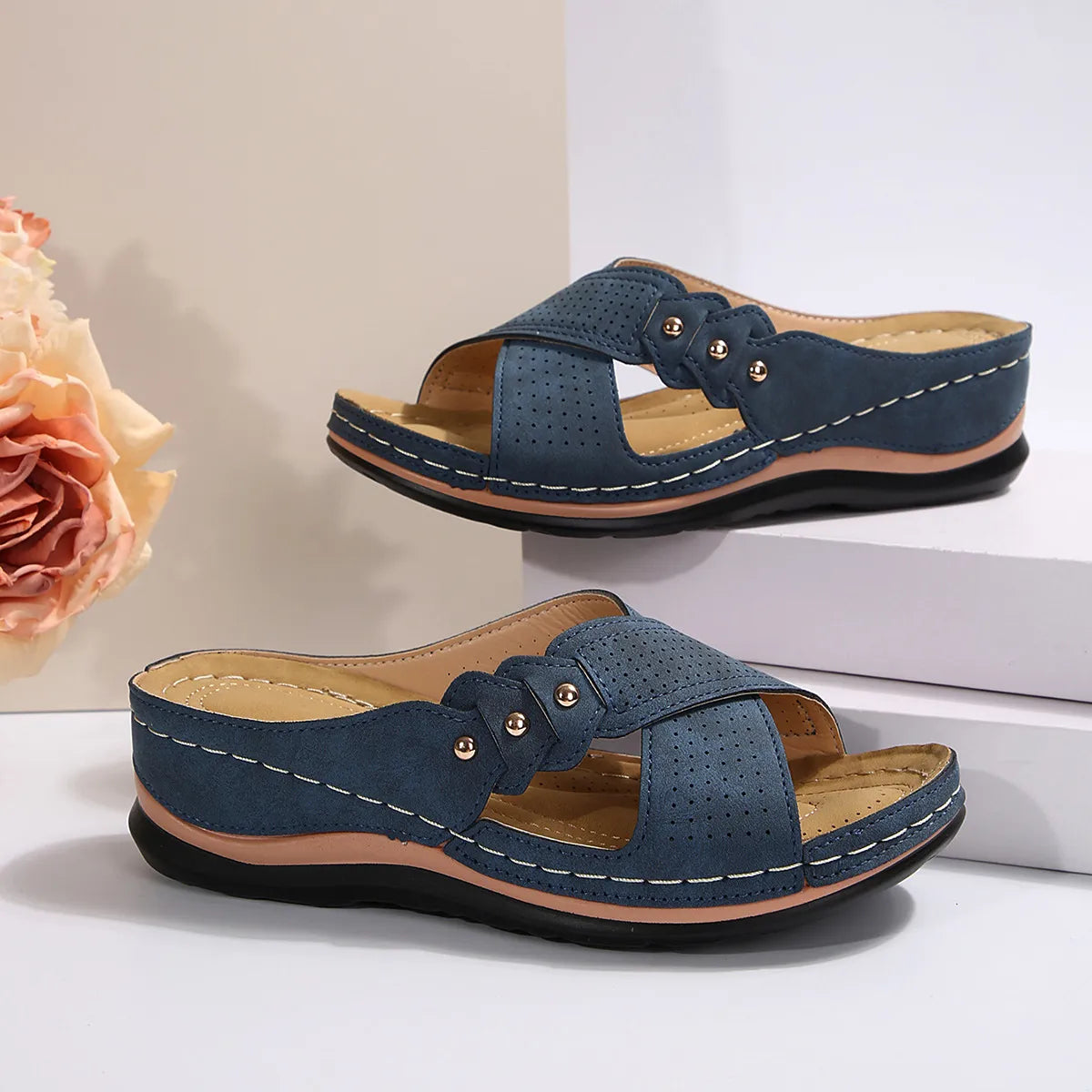 Crisscross Open Toe Wedge Sandals OutfitFlow