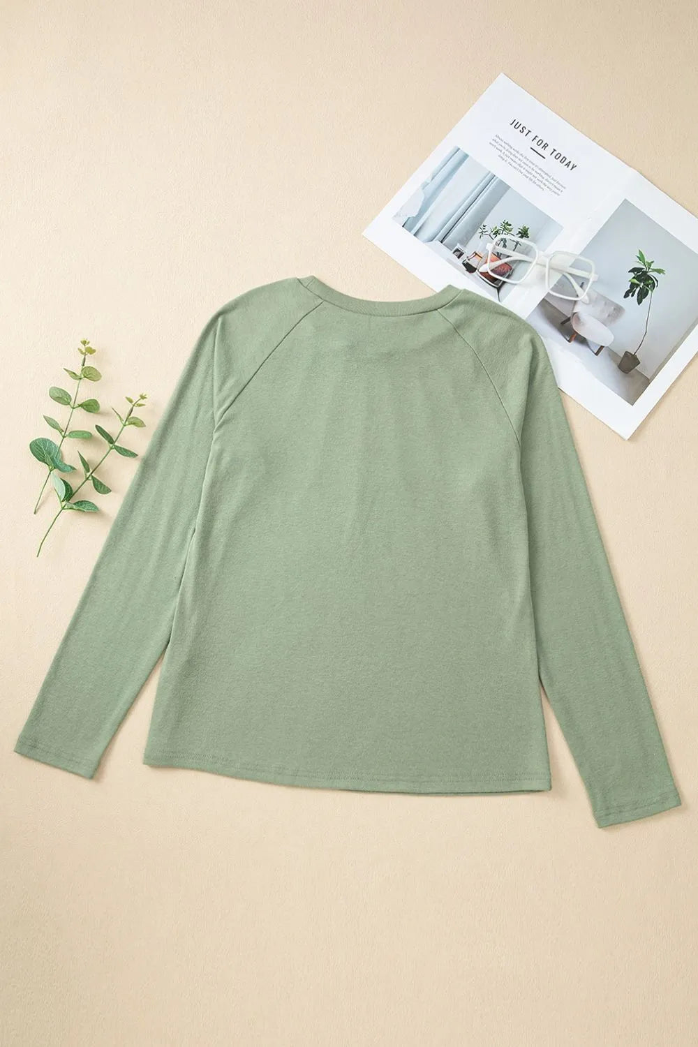 Texture Round Neck Long Sleeve T-Shirt OutfitFlow