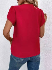 V-Neck Petal Sleeve Blouse OutfitFlow