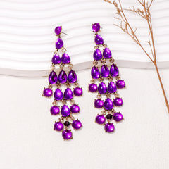 Alloy & Rhinestone Teardrop Earrings Purple One Size OutfitFlow
