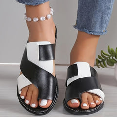 Toe Loop Flats Sandals White OutfitFlow