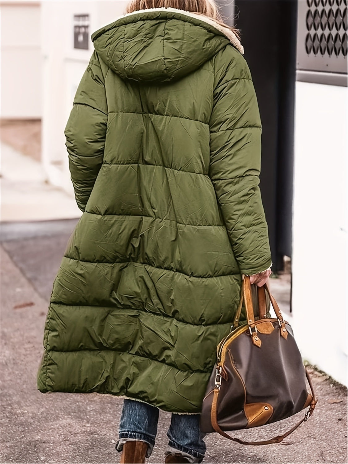 Outfit Flow - Plus Size Zip Up Sherpa Hooded Coat