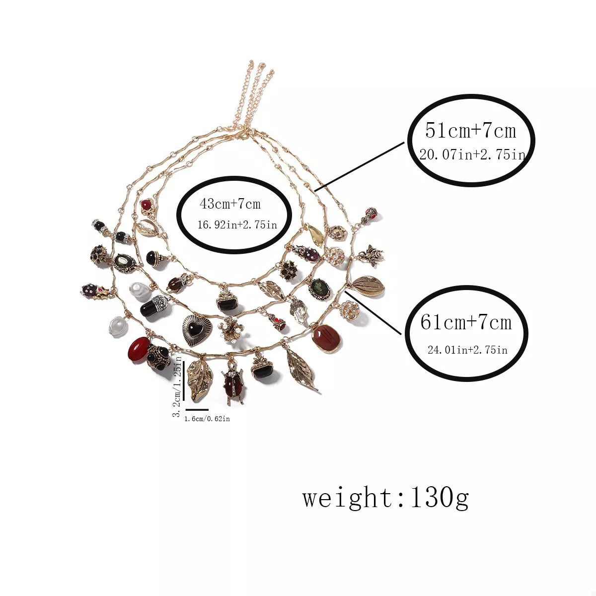 3-Piece 18K Gold-Plated Resin Gemstone Necklace OutfitFlow