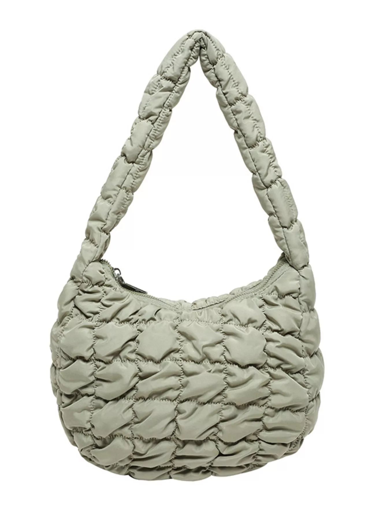 Quilted Ruched Shoulder Bag OutfitFlow
