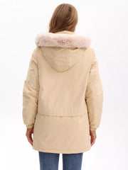 Full Size Fur Hooded Warm Winter Parka Outerwear Plus Size OutfitFlow