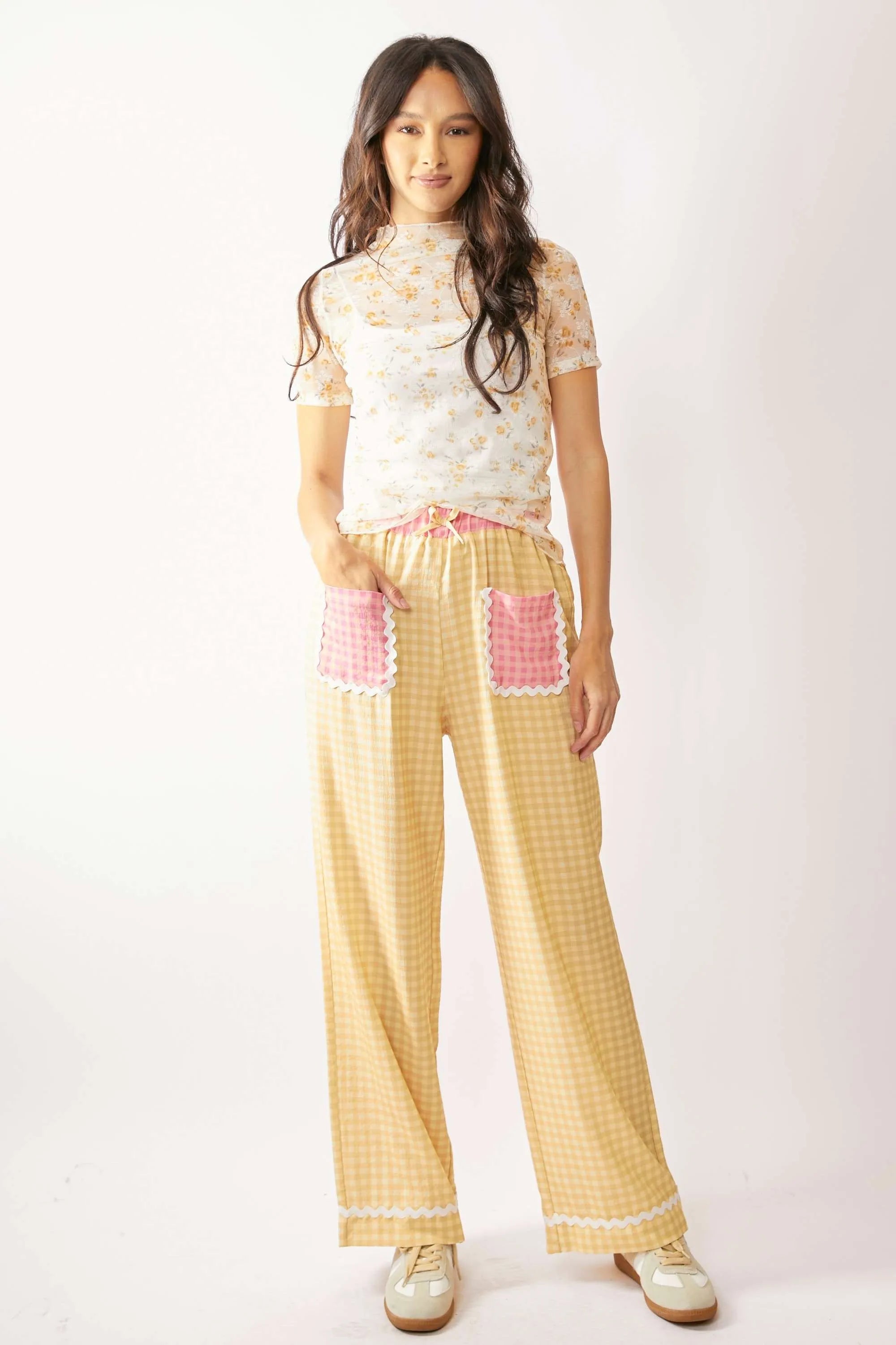 Davi & Dani Loose Turtle Neck Lace Mesh Lace Sheer Top OutfitFlow