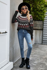 Turtleneck Ribbed Trim Sweater OutfitFlow