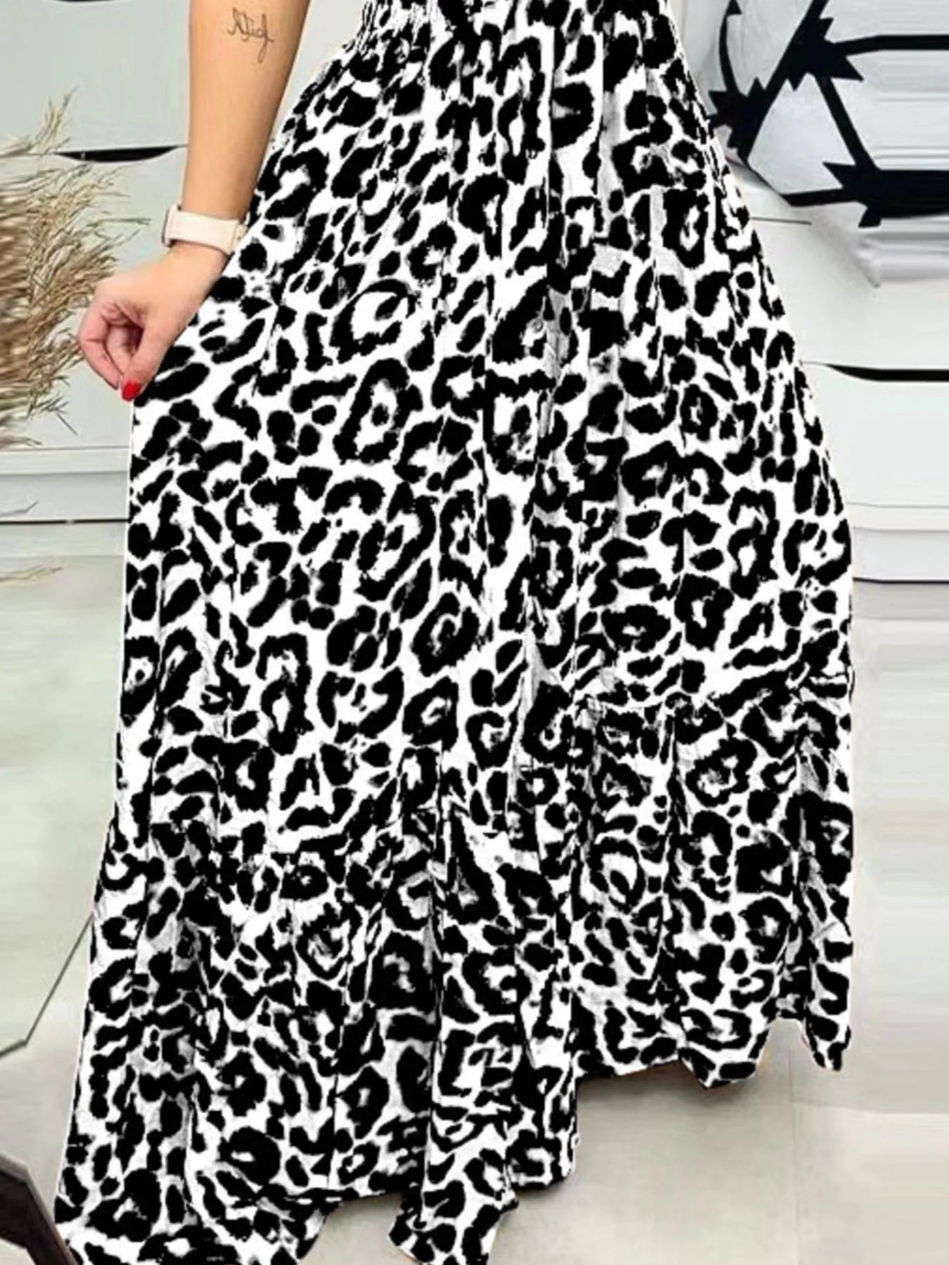 Full Size Leopard Print Spaghetti Strap Maxi Dress Plus Size OutfitFlow