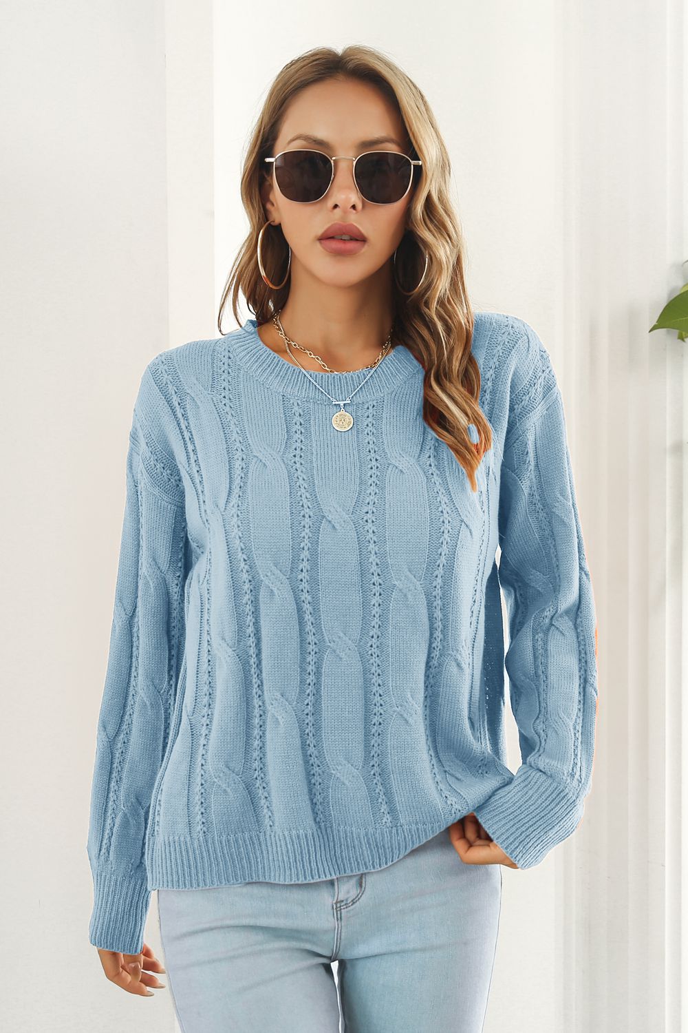 Round Neck Long Sleeve Sweater OutfitFlow