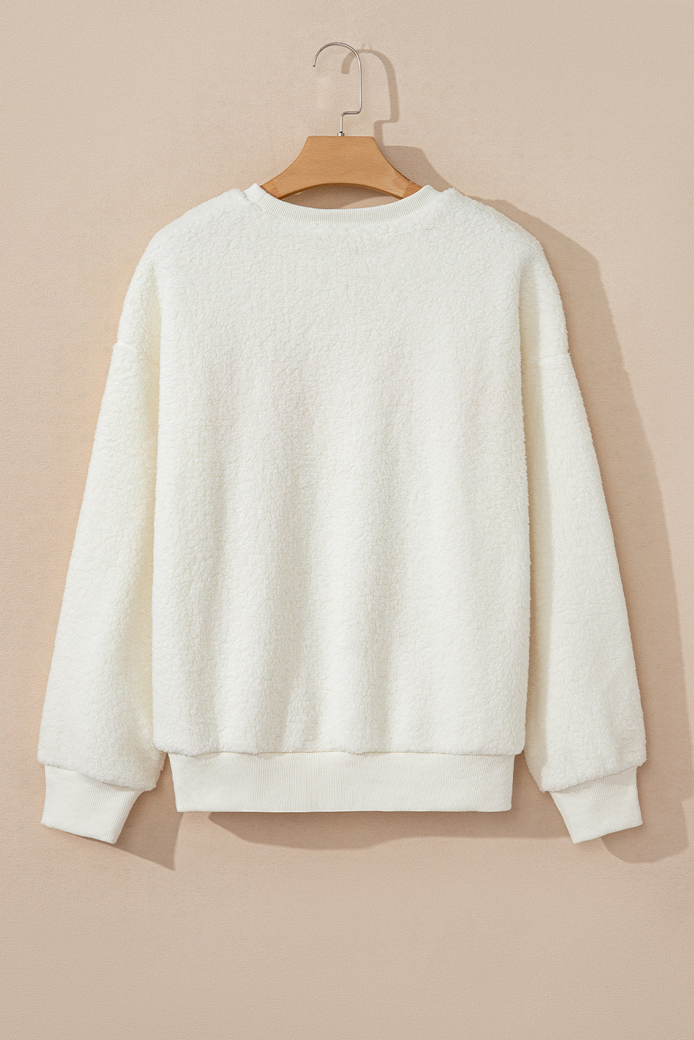 Outfit Flow - HOWDY Patched Round Neck Sherpa Sweatshirt