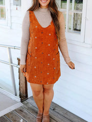 Floral Corduroy Overall Dress Trendsi