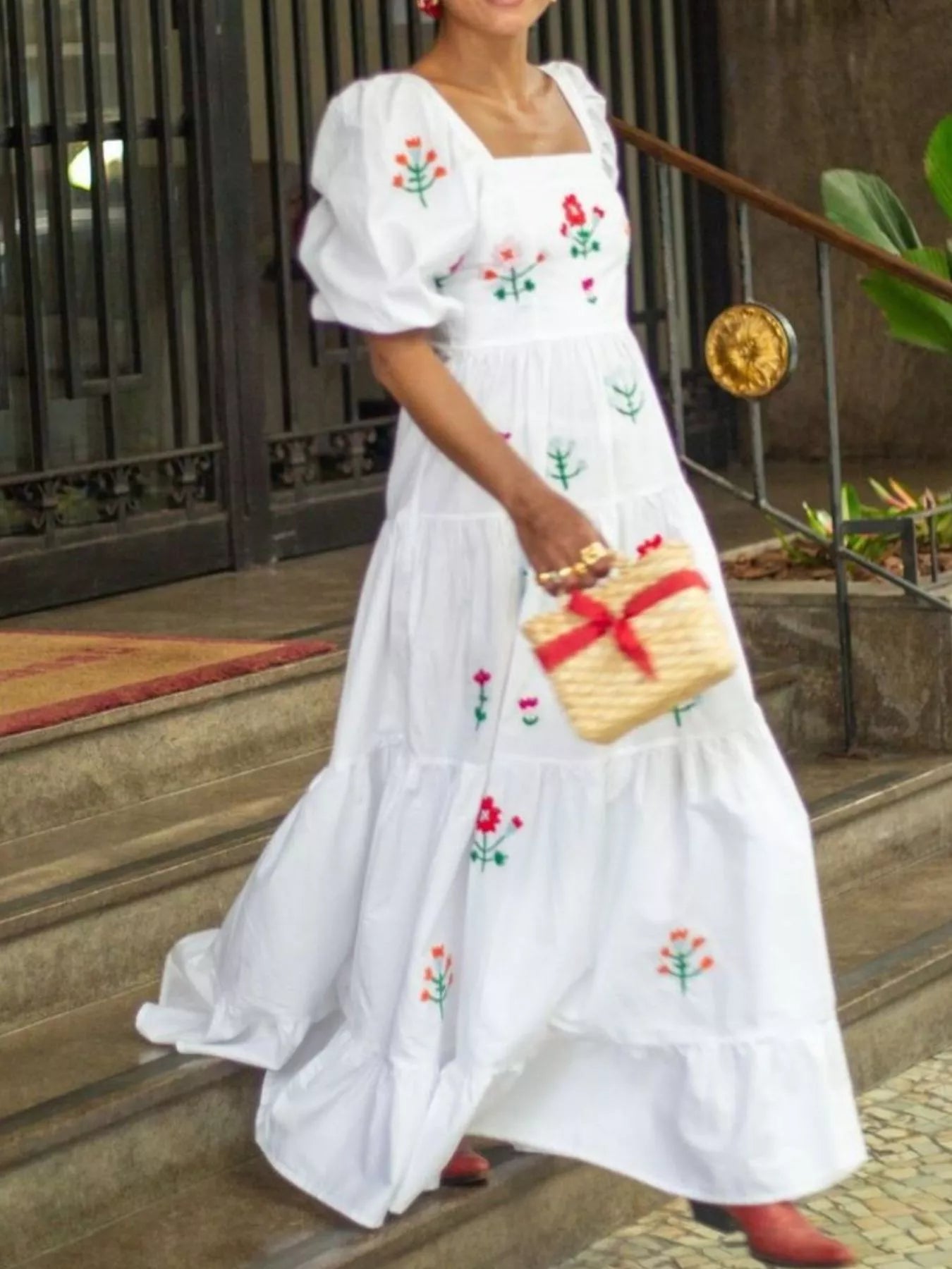 Square Neck Tiered Maxi Dress OutfitFlow