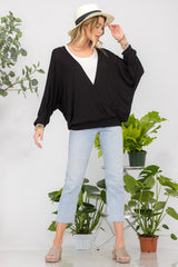 Outfit Flow - Celeste Full Size Contrast Round Neck Top with Two Layer Detail