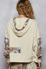 POL Zip Up Floral and Lace Patch Washed Hoodie OutfitFlow