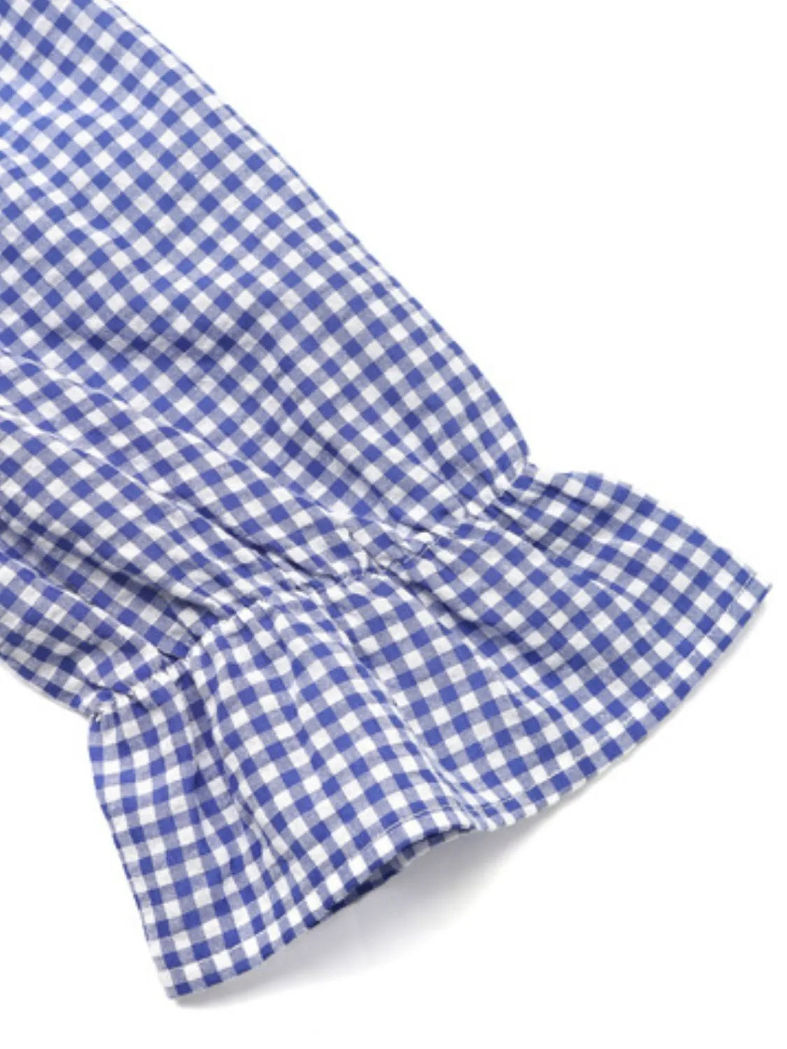 Tie Front Plaid Flounce Sleeve Blouse OutfitFlow
