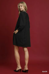 Umgee Notched Shift Dress with Trim Detail OutfitFlow