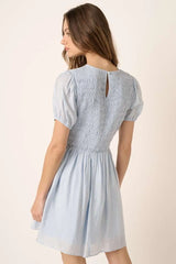 Mittoshop Smocking Detail Puff Sleeve Mini Dress OutfitFlow