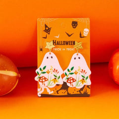 Whimsical Ghost Earrings with Floral Design OutfitFlow