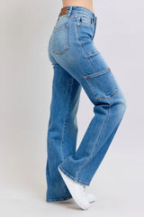 Judy Blue Full Size High Waist 90's Straight Jeans Plus Size OutfitFlow