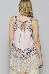 POL Floral Print Scoop Neck Tank with Lace Trim OutfitFlow