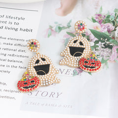 Ghost Rhinestone Alloy Earrings OutfitFlow