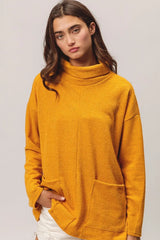 BiBi Piper Rib Double Pocket Turtle Neck Sweater OutfitFlow