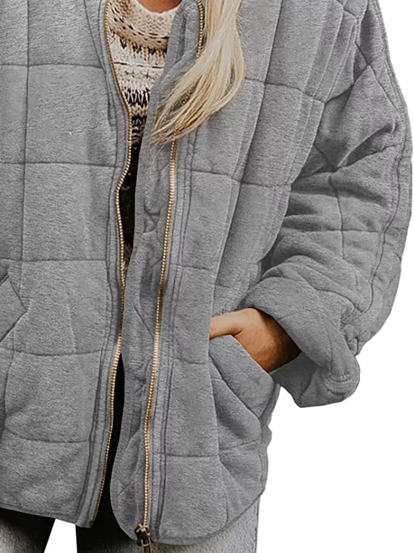 Quilted Zip Up Outerwear Trendsi