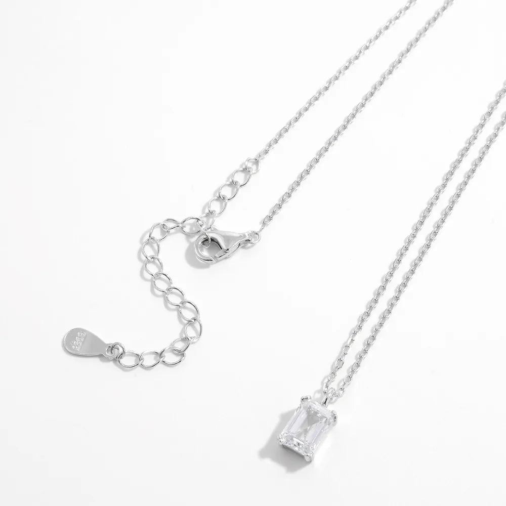 925 Sterling Silver Zircon Pendant Necklace OutfitFlow