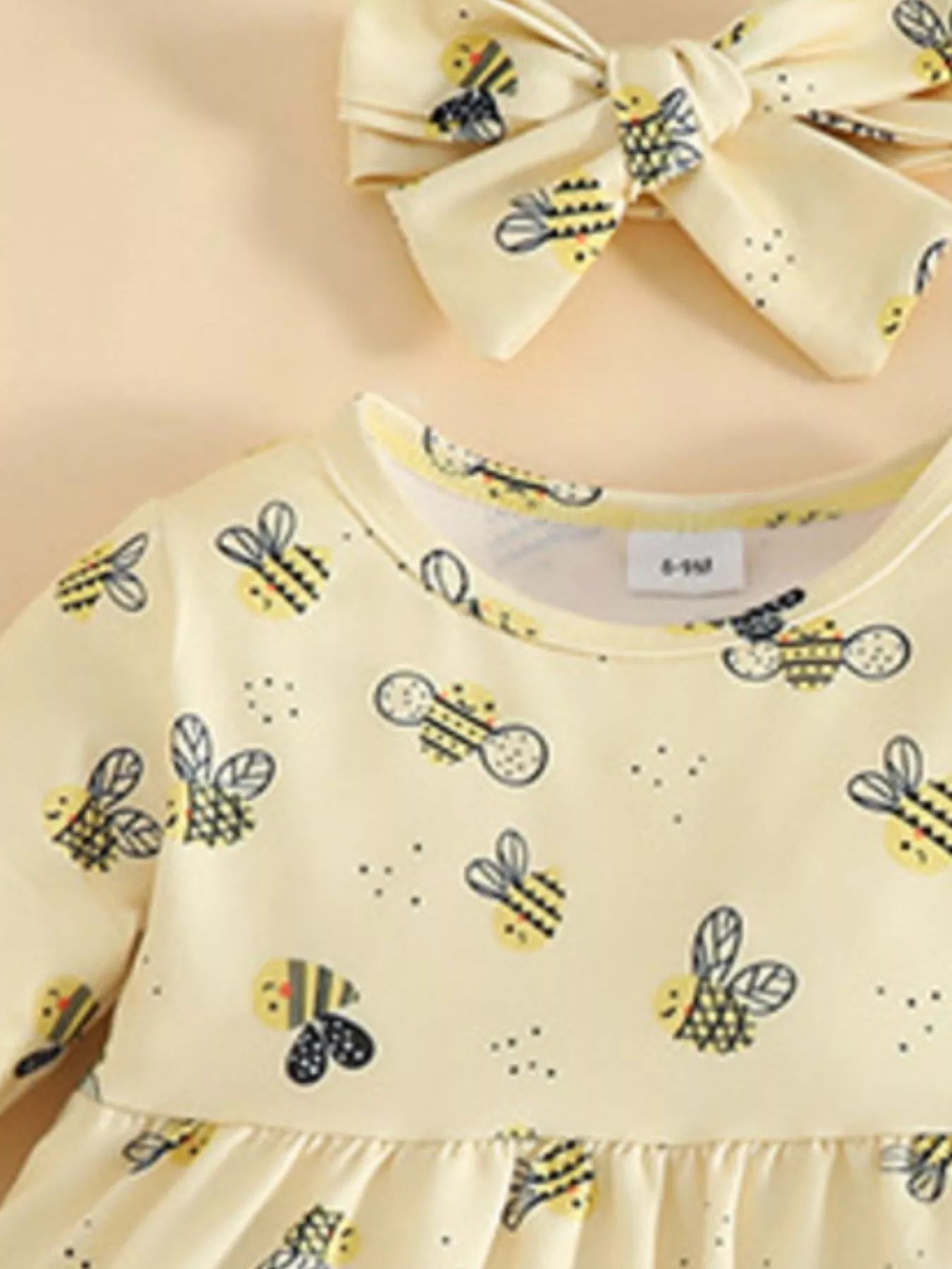 Children's Ladybug Print Ruffle Hem Top & Jeans Set with Headband Trendsi