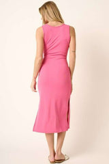 Mittoshop Side Slit Wide Strap Midi Tank Dress OutfitFlow