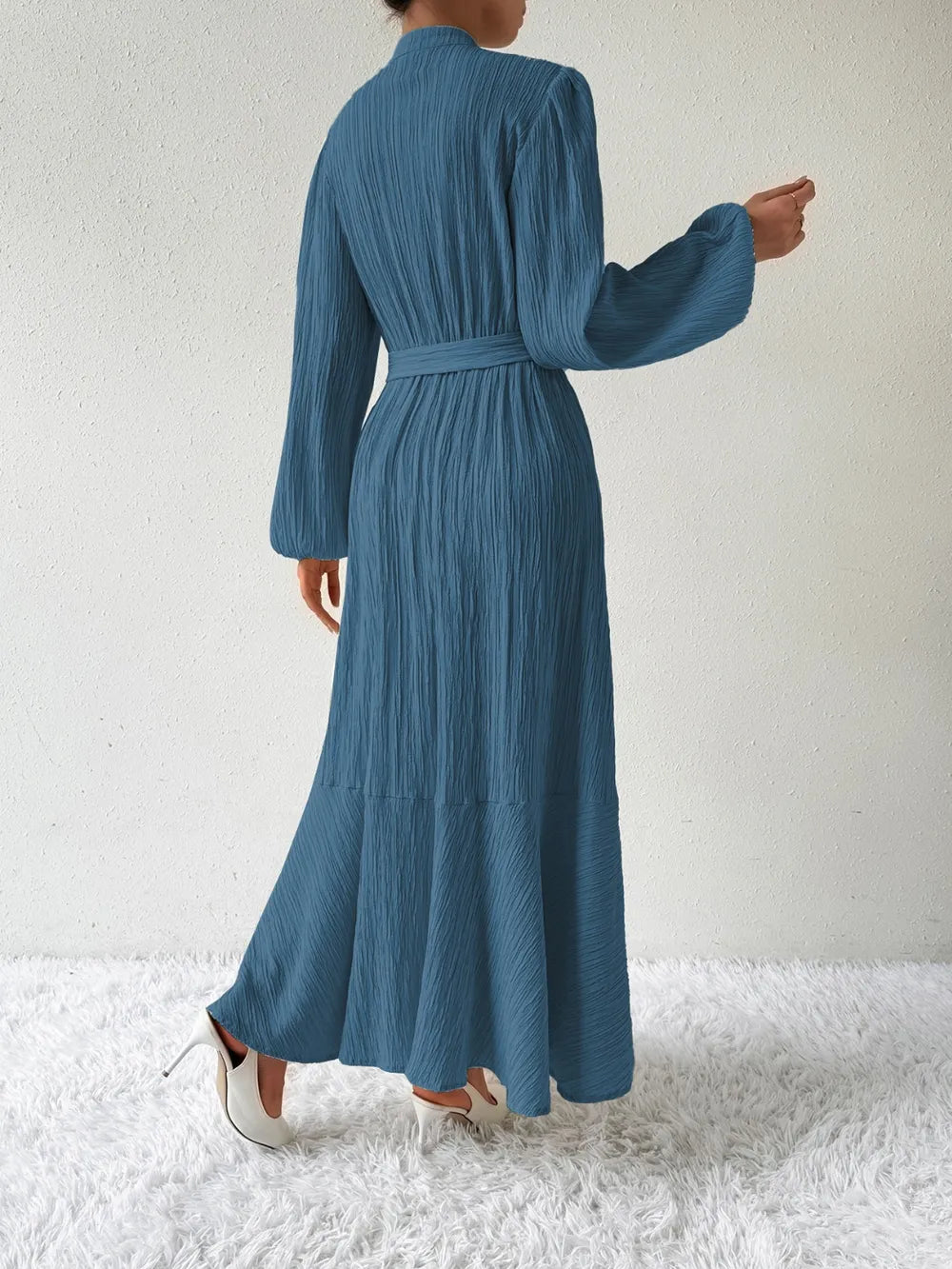 Honey Tie Waist Long Sleeve Dress OutfitFlow