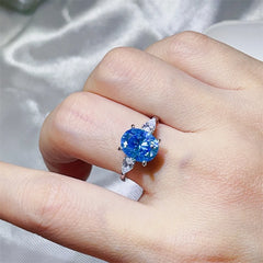 3 Carat Moissanite 925 Sterling Silver Ring Blue OutfitFlow