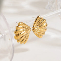 18K Gold-Plated Shell Stud Earrings OutfitFlow