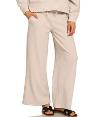 Zenana Ribbed Round Neck Pullover and Drawstring Pants Set OutfitFlow