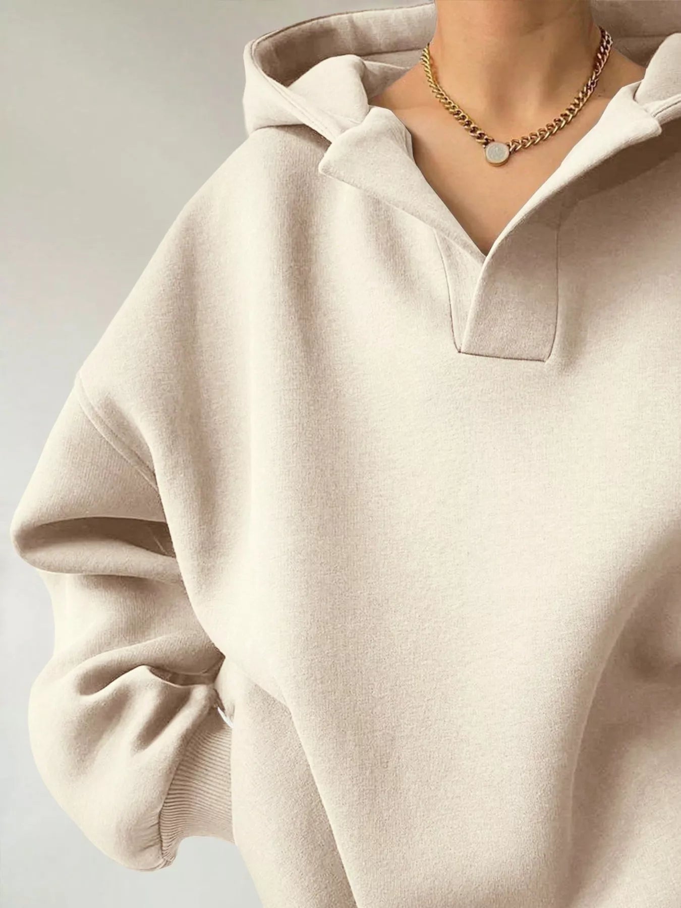 Dropped Shoulder Long Sleeve Sweatshirt OutfitFlow