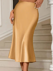 Satin Midi Mermaid Skirt OutfitFlow